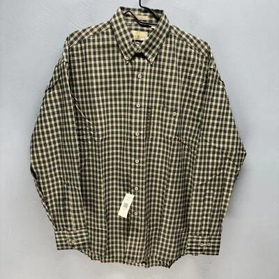 Camisa de vestir Bill Blass nueva con etiquetas talla mediana 15 verde a cuadros cuello abotonado bolsillo Foto 1 de 4