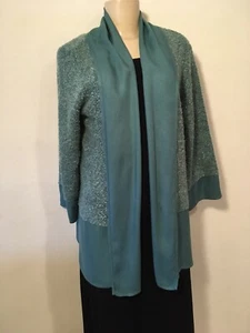 Soft Surroundings Jacket Topper Green Mixed Media Open Front S NWOT - Picture 1 of 5