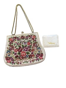 Borsa da sera vintage Walborg arazzo pochette manico catena con specchio - Foto 1 di 16