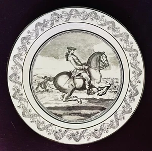 Mottaheddeh Italy 8"" schwarz Transferware Teller Reiter Reiter - Bild 1 von 7