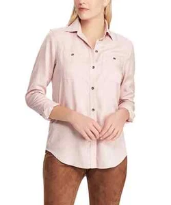 NUEVA Blusa Camisa Chaps Para Mujer Utilitaria Lyocell Abotonada Rosa Polvorienta XS NUEVA CON ETIQUETAS - Imagen 1 de 3