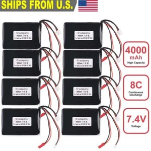 7.4V 4000mAh LiPo Battery JST JR Plug For Spektrum DX9/DX7/DX8/DX6E Transmitter - Picture 1 of 44
