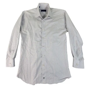 David Donahue Hemd Herren 16 34/35 blau braun Gingham kariert Langarm Knopfleiste - Bild 1 von 13