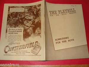 1943 NY Playbill Ethel Merman Something for the Boys Cole Porter + Gibbs Review - Picture 1 of 2