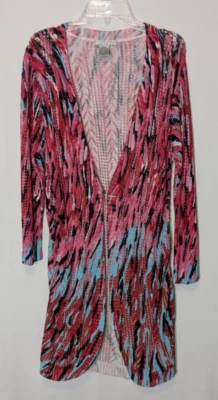 Cárdigan elástico ligero rosa/aqua ALBERTO MAKALI; talla L Foto 1 de 4