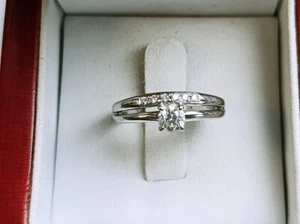 PLATINUM VS/H DIAMOND WEDDING/ENGAGEMENT RING SET 5.75 - Picture 1 of 10