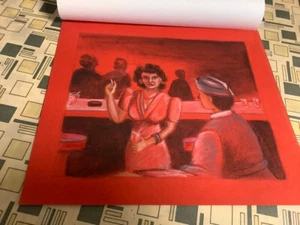 original Pastel drawing: Women in bar military (Marilyn Flannigan) undated AA bk - Picture 1 of 2