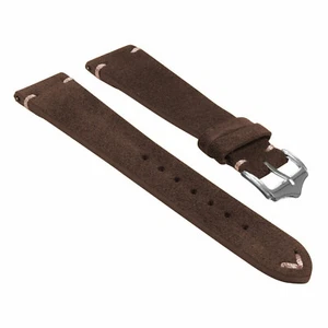 20mm 22mm Genuine Leather Watch Strap, Hand-Stitched Suede Vintage Band, Durable - Picture 1 of 9