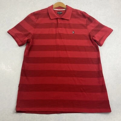 Volcom Polo Shirt Men's Extra Large 3 Button Red Strip Cotton Blend Logo - Image 1 of 4