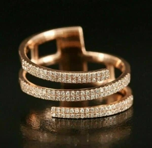 2CT Round Cut Lab Created Diamond Womens Wedding Band Ring 14K Rose Gold Finish - Picture 1 of 6