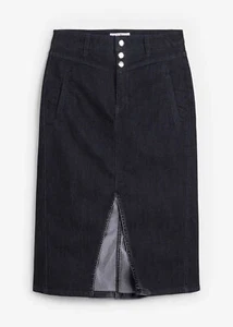 Neu Jeansrock Mid Waist Stretch Gr. 48 Dunkelblau Denim Used Damen Midi-Rock - Bild 1 von 1