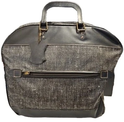 Vintage Seba Carry-On Weekender Bag/ Suitcase Tweed Look Vinyl Footed 15" X 13" - Image 1 of 4