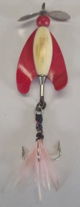 Vintage Paul Bunyan Twirl Bug Angelköder rot & weiß Tri 3 Haken Spinner - Bild 1 von 7