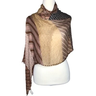 Ann Taylor Loft 围巾裹巾串珠 Gauzy 波西米亚嬉皮士 64 英寸长 — 第 1/4 张图片