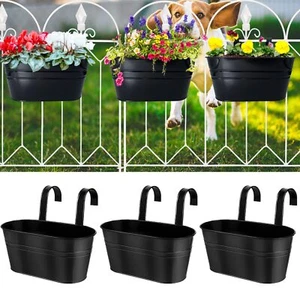 3pcs Metal Wall Planters11 Inch Oval Metal Railing Planter Balcony Railing Hangi - Picture 1 of 9