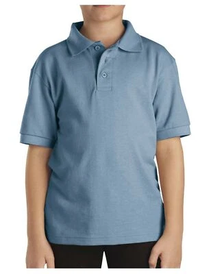 Новый с Ярлыками Dickies мальчиков размер L (14/16) светло-синий Pique рубашка-поло с коротким рукавом униформа - Изображение 1 из 3