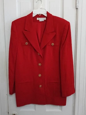Blazer Chaqueta Náutica Roja Vintage Años 90 Bloomingdales Jessica Holbrook Talla 14 A8 Foto 1 de 4