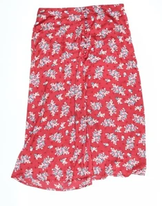 Red Herring Women's Red Floral Midi A-Line Skirt Size 16 - Picture 1 of 12