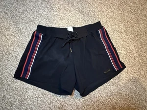 Sauvage Badeshorts Herren Medium schwarz rot blau Streifen Kordelzug Made in USA - Bild 1 von 6