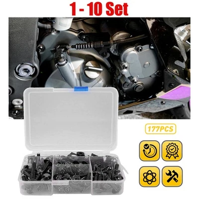 Juego completo de tornillos de carenado negro para motocicleta 1-10 para Kawasaki Yamaha Foto 1 de 4