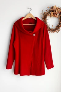 Adrienne Vitadini Mujer Talla Grande 3X Suéter Cárdigan Envolvente Rojo Mezcla Lana - Imagen 1 de 12