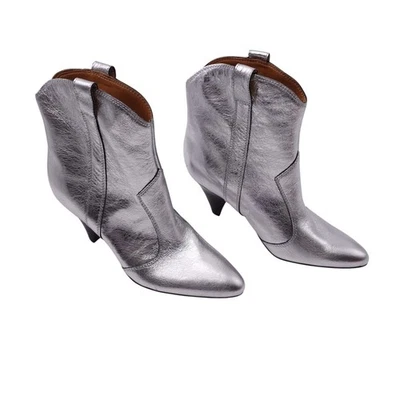 LN Marc Fisher LTD Carissa Botín Talla 6.5 M Plateado Punta Tacones Western Foto 1 de 4