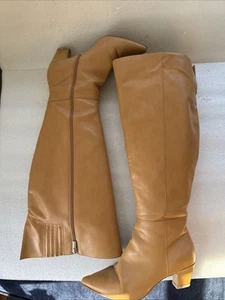 Women's Knee High Boots Tan ELOQUII Wide Calf Size 8W Dominique Vegan Faux - Picture 1 of 21