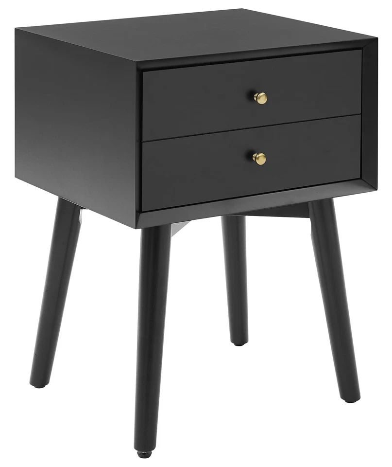 Mesa auxiliar de mesita de noche Landon con cajón, negro mate Foto 1 de 4