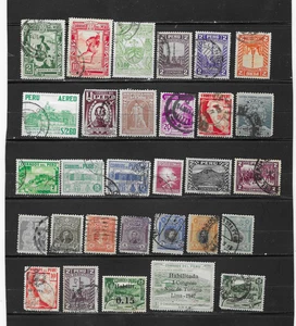 Peru Collection of 30 Different Pre 1960 Old Used Off Paper Stamps - Picture 1 of 1