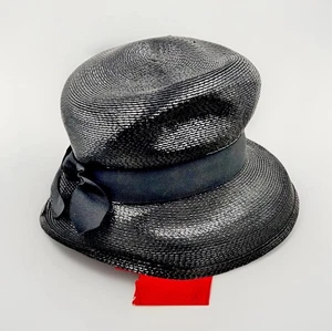 De Colección Monsieur Peter Petite FAB BOHO Negro Tejido Paja Cubo Sombrero Cinta Hipster - Imagen 1 de 9