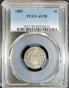 1882 Shield Nickel PCGS AU58 - Picture 1 of 2