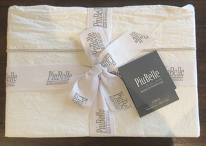 PiuBelle KING Sheet Set 100% Cotton Gold Trim Portugal Luxury Bedding 4 PC New - Picture 1 of 6