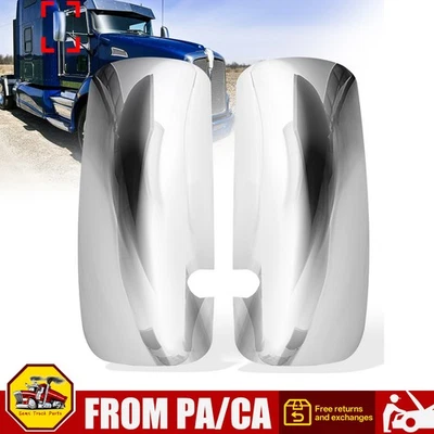 Par de cubiertas de espejos laterales cromadas para Kenworth T370 T440 T470 T600 T660 T800 Foto 1 de 4