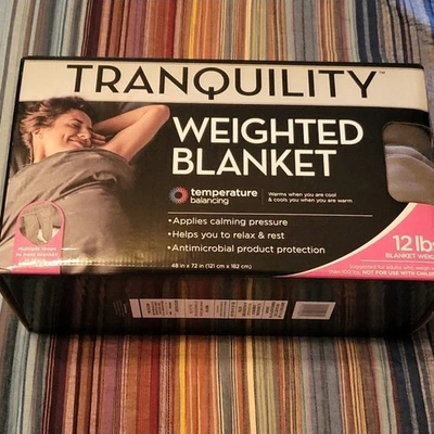 Tranquility Temperature Balancing Weighted Blanket 12lb, Gray, 48" x 72" - Image 1 of 3