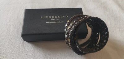 LIEBESKIND Berlin Wickel - Armband Rindsleder schwarz Nieten - Bild 1 von 4