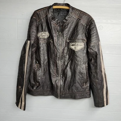 Affliction Faux Leather Brown Live Fast Motorcycle Jacket Size XL - Image 1 of 4