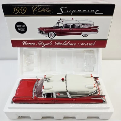 Sunset Coach 1959 Cadillac Superior Crown Royale Ambulance 1:18 Scale Red White - Image 1 of 4