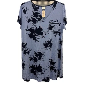 NWT SOMA Women's XXL Cool Nights Long Sleepshirt Short Sleeve Floral Grapemist - Picture 1 of 3