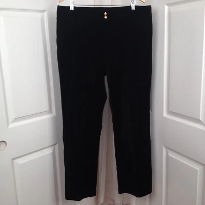 Pantalones de vestir CHAPS negros de terciopelo pierna ancha carrera noche botones dorados 16 Foto 1 de 4