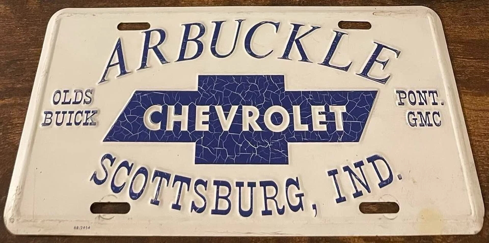 Placa de matrícula de refuerzo de concesionario Chevrolet ARBUCKLE Scottsburg IN Olds Buick GMC Foto 1 de 1
