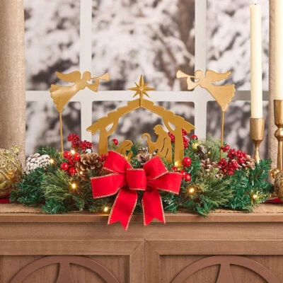 LED Lighted Christmas Nativity Angel Scene Centerpiece Table Holiday Decor TIMER - Image 1 of 4