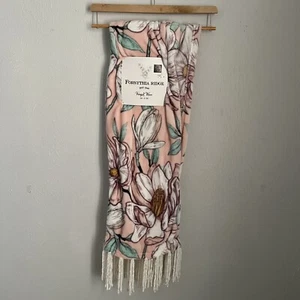 New Forsythia Ridge Plush Fringed Throw Blanket 50”x60” Flower Design - Picture 1 of 8