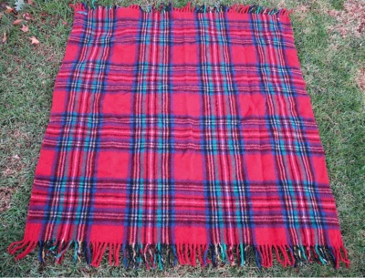 'The King’s Robe' Virgin Wool Plaid Throw Blanket by Jefferson Mills, Oregon - Image 1 of 2