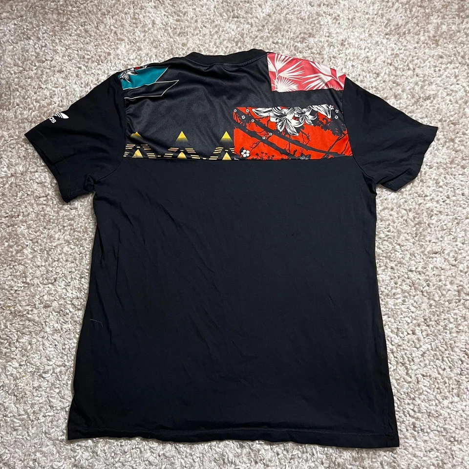 Camisa Adidas Para Hombre Grande Negra Floral Logo Informal Deporte Fútbol Corredor Foto 1 de 4