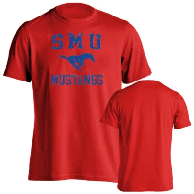 Southern Methodist Mustangs SMU Distressed Retro Logo Short Sleeve T-Shirt - Image 1 of 4