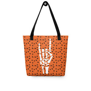 Halloween Bones Rock and Roll ~ Orange ~ Tote Bag L2