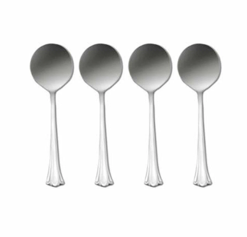 Oneida Natalie Set of 4 Round Bowl / Bouillon Spoons Stainless Steel 6 1/4" - Image 1 of 1