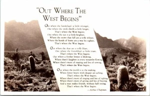 1940s RPPC Real Photo Postcard Frashers Fotos Desert Poem West Begins Cactus - Picture 1 of 2