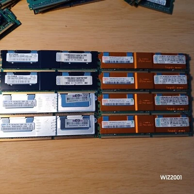 Lot 8x 1GB PC2-5300F HYNIX ELPIDA SAMSUNG HP IBM Memory RAM ECC SERVER TOTAL 8GB - Image 1 of 4