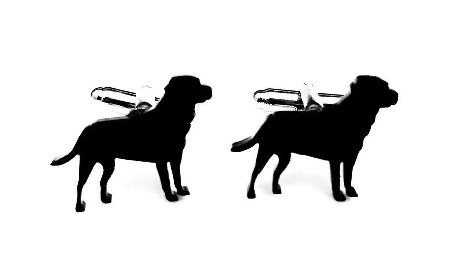 Labrador Dog Pair of Men's Novelty Dog Shirt Cufflinks In Black Acrylic - Image 1 of 1